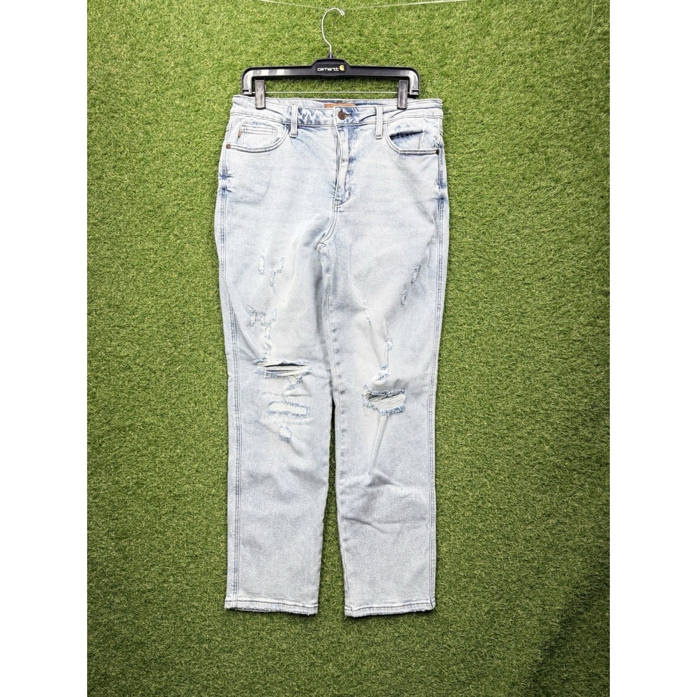 Judy Blue Jeans Womens 11/30 Blue Boyfriend Fit Distressed Light Wash JB88972LT
